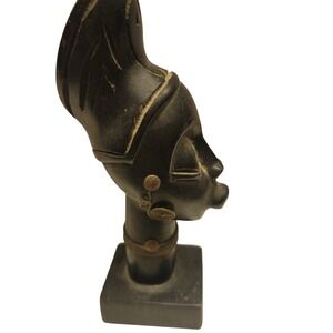 Vintage Haitian Art Carved Wood Bust Sculpture Head‎ Statue African Decor